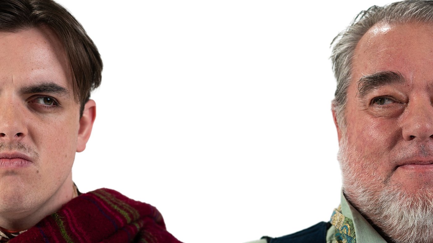 Side-by-side close-up of the Claimant and Roger Tichborne, face to face