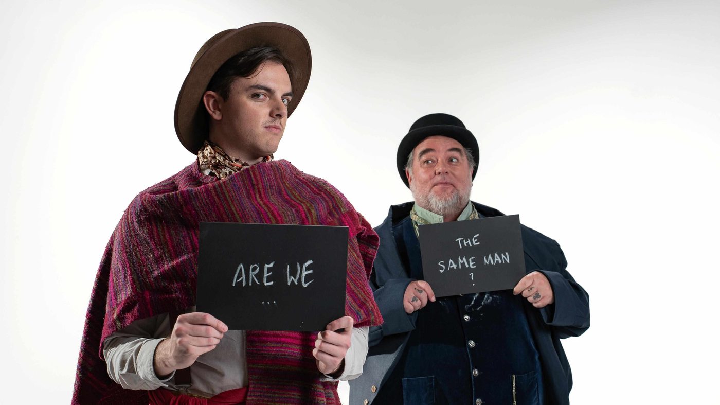 Alternate take of ARE WE THE SAME MAN chalkboard placards